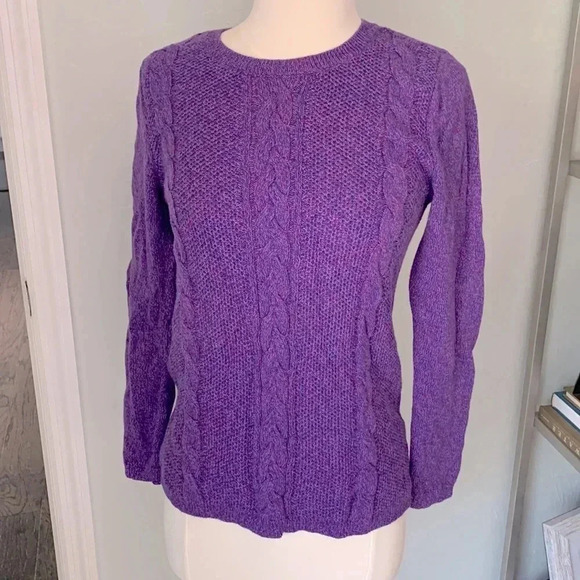 Talbots purple and red cable sweater - Picture 1 of 9